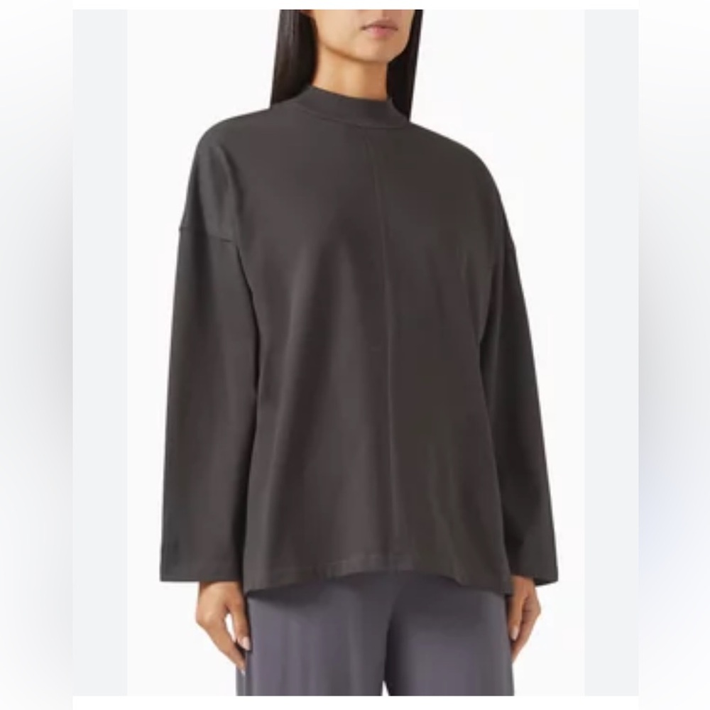 LYRA MODEST Relaxed T-shirt in Cotton gray Long Sleeve Shirt size S oversized